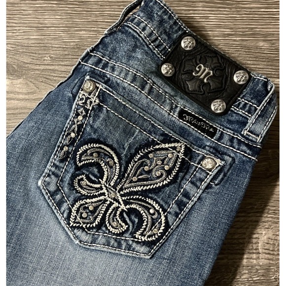 Miss Me Denim - Miss Me Blue Boot Cut Jeans with Silver Embellishments